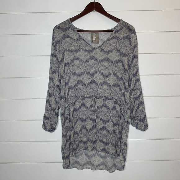 Anthropologie LARGE Tunic Top DOLAN Left Coast Collection Sheer Drawstring Waist - Picture 1 of 5